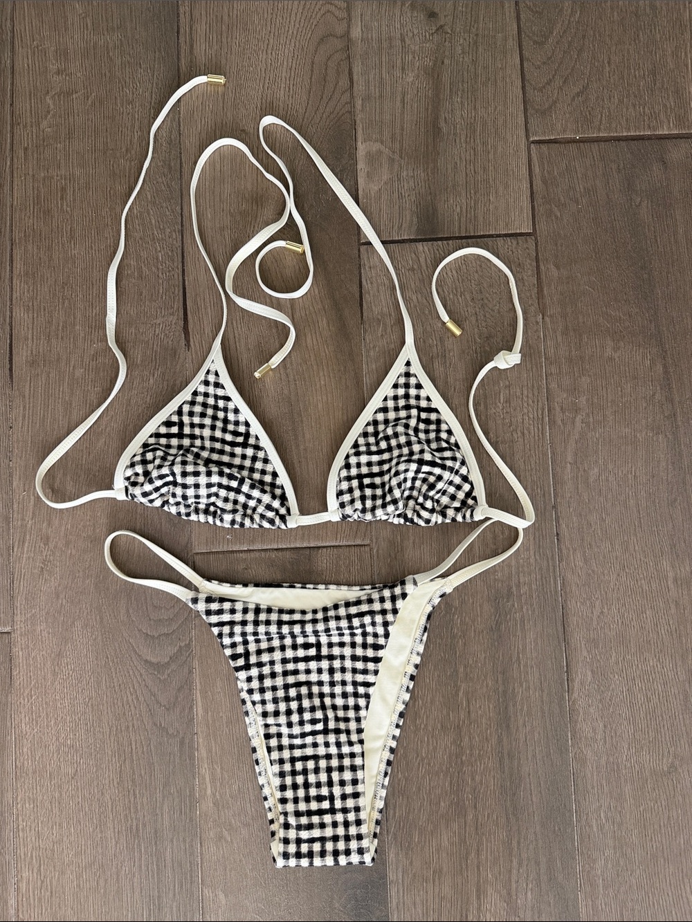 Monday swimwear bikini set in black gingham